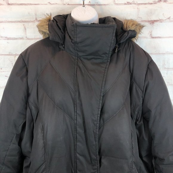 Marc New York Women's Plus 2XL Brown Long Down Feather Faux Fur Puffer Jacket - Picture 4 of 10